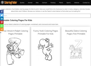 How coloringfolder.com looks like on a tablet such as an iPad.