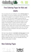How coloringlib.com looks like on a mobile device such as an iPhone.