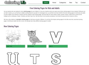 How coloringlib.com looks like on a tablet such as an iPad.