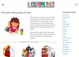 How coloringpages.one looks like on a tablet such as an iPad.