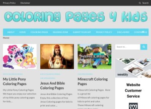 How coloringpages4kids.com looks like on a tablet such as an iPad.