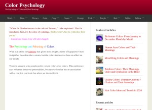 How colorpsychology.org looks like on a tablet such as an iPad.
