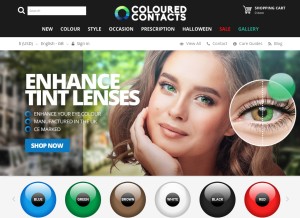 How colouredcontacts.com looks like on a tablet such as an iPad.