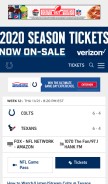 How colts.com looks like on a mobile device such as an iPhone.