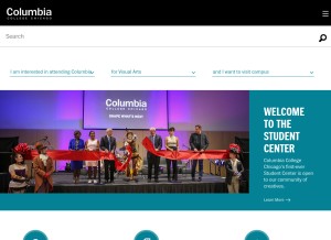 How colum.edu looks like on a tablet such as an iPad.