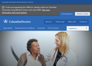 How columbiadoctors.org looks like on a tablet such as an iPad.