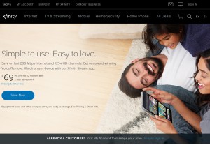 How comcast.com looks like on a tablet such as an iPad.