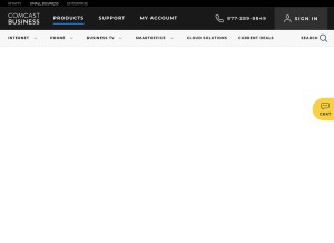 How comcastbusiness.net looks like on a tablet such as an iPad.