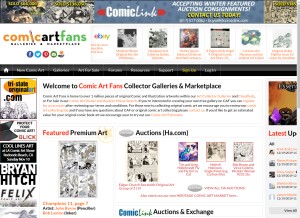 How comicartfans.com looks like on a tablet such as an iPad.