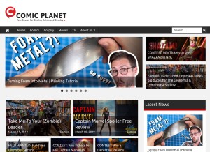 How comicplanet.net looks like on a tablet such as an iPad.