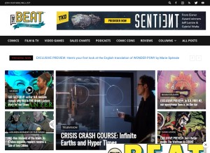 How comicsbeat.com looks like on a tablet such as an iPad.