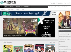 How comixology.com looks like on a tablet such as an iPad.
