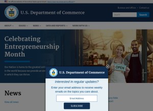 How commerce.gov looks like on a tablet such as an iPad.