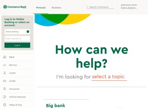 How commercebank.com looks like on a tablet such as an iPad.