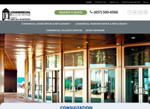 How commercialdoorrepairtoronto.ca looks like on a tablet such as an iPad.
