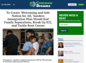 How commondreams.org looks like on a tablet such as an iPad.