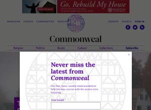 How commonwealmagazine.org looks like on a tablet such as an iPad.