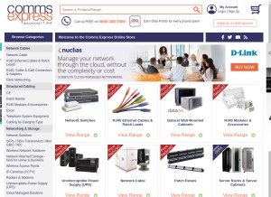 How comms-express.com looks like on a tablet such as an iPad.