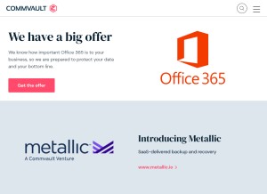 How commvault.com looks like on a tablet such as an iPad.