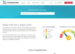 How companyweb.be looks like on a tablet such as an iPad.