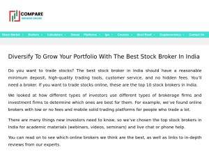 How comparebrokeronline.com looks like on a tablet such as an iPad.