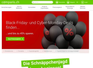 How comparis.ch looks like on a tablet such as an iPad.