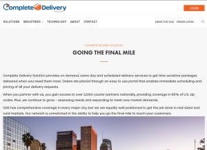 How completedeliverysolution.com looks like on a tablet such as an iPad.