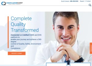 How compliancequest.com looks like on a tablet such as an iPad.