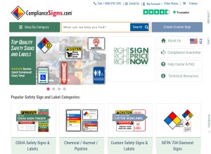 How compliancesigns.com looks like on a tablet such as an iPad.