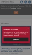 How complianceweek.com looks like on a mobile device such as an iPhone.