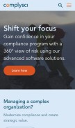 How complysci.com looks like on a mobile device such as an iPhone.