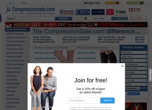 How compressionsale.com looks like on a tablet such as an iPad.