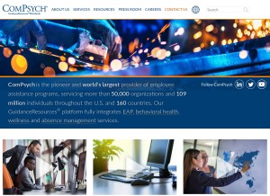 How compsych.com looks like on a tablet such as an iPad.