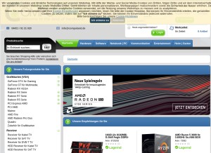 How compuland.de looks like on a tablet such as an iPad.