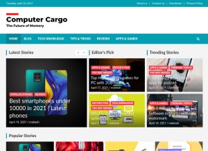 How computercargo.com looks like on a tablet such as an iPad.