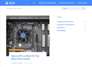 How computercaselab.com looks like on a tablet such as an iPad.