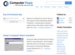 How computerhope.com looks like on a tablet such as an iPad.