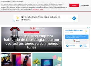 How computerhoy.com looks like on a tablet such as an iPad.