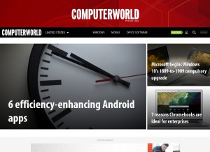 How computerworld.com looks like on a tablet such as an iPad.