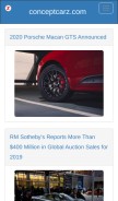 How conceptcarz.com looks like on a mobile device such as an iPhone.
