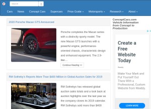 How conceptcarz.com looks like on a tablet such as an iPad.