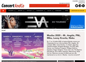 How concertandco.com looks like on a tablet such as an iPad.