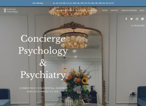 How conciergepsychology.com looks like on a tablet such as an iPad.