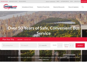 How concordcoachlines.com looks like on a tablet such as an iPad.