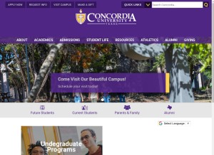 How concordia.edu looks like on a tablet such as an iPad.