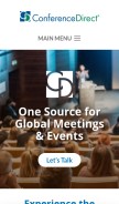 How conferencedirect.com looks like on a mobile device such as an iPhone.