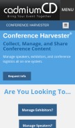 How conferenceharvester.com looks like on a mobile device such as an iPhone.