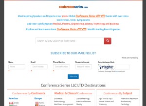 How conferenceseries.com looks like on a tablet such as an iPad.