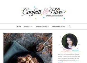 How confettiandbliss.com looks like on a tablet such as an iPad.
