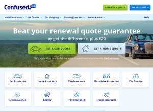 How confused.com looks like on a tablet such as an iPad.